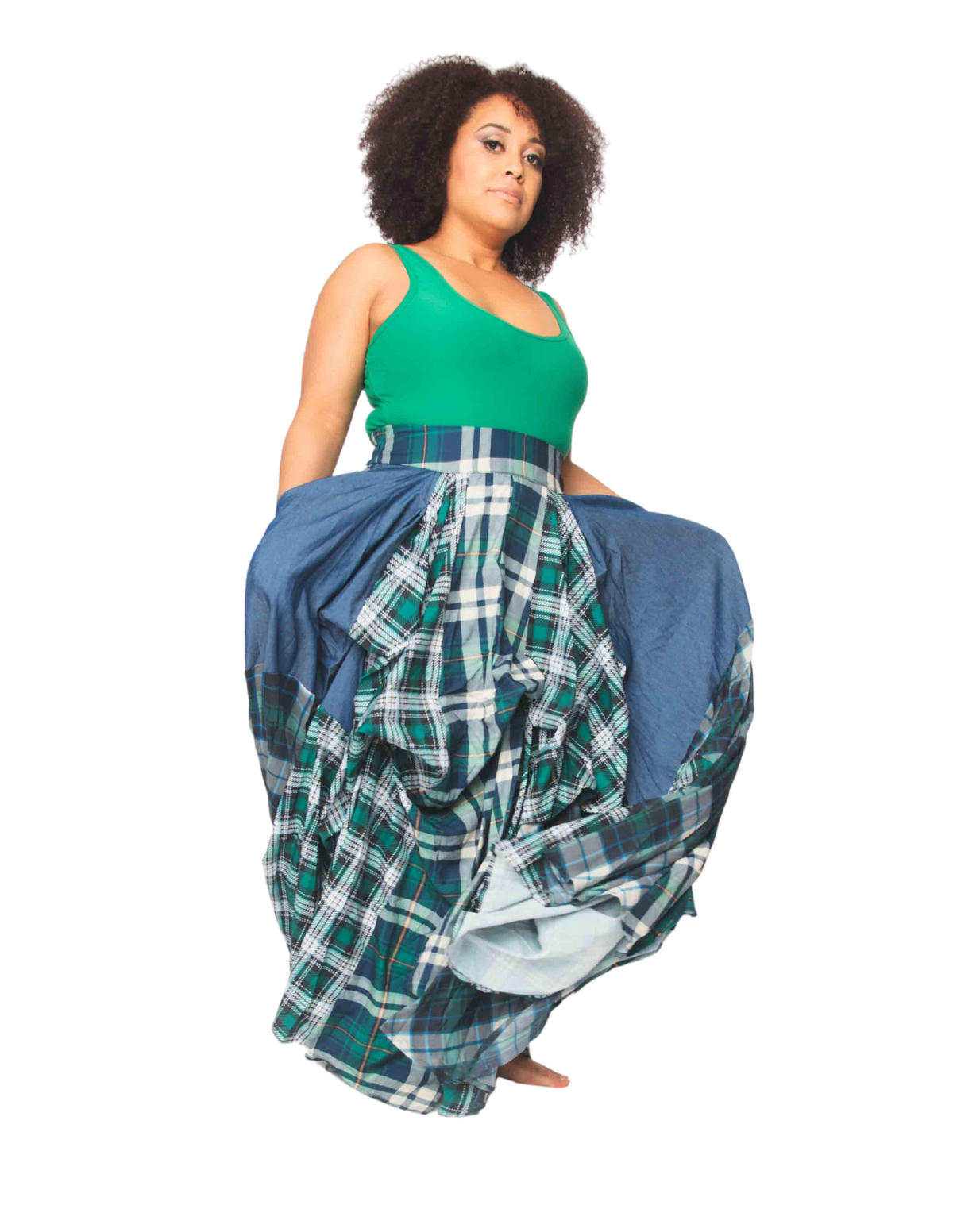 Green Blue Plaid Damsel Skirt