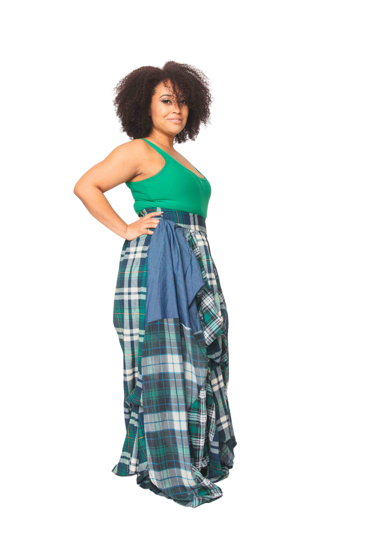 Green Blue Plaid Damsel Skirt